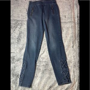 Dark wash jeans with detailing
